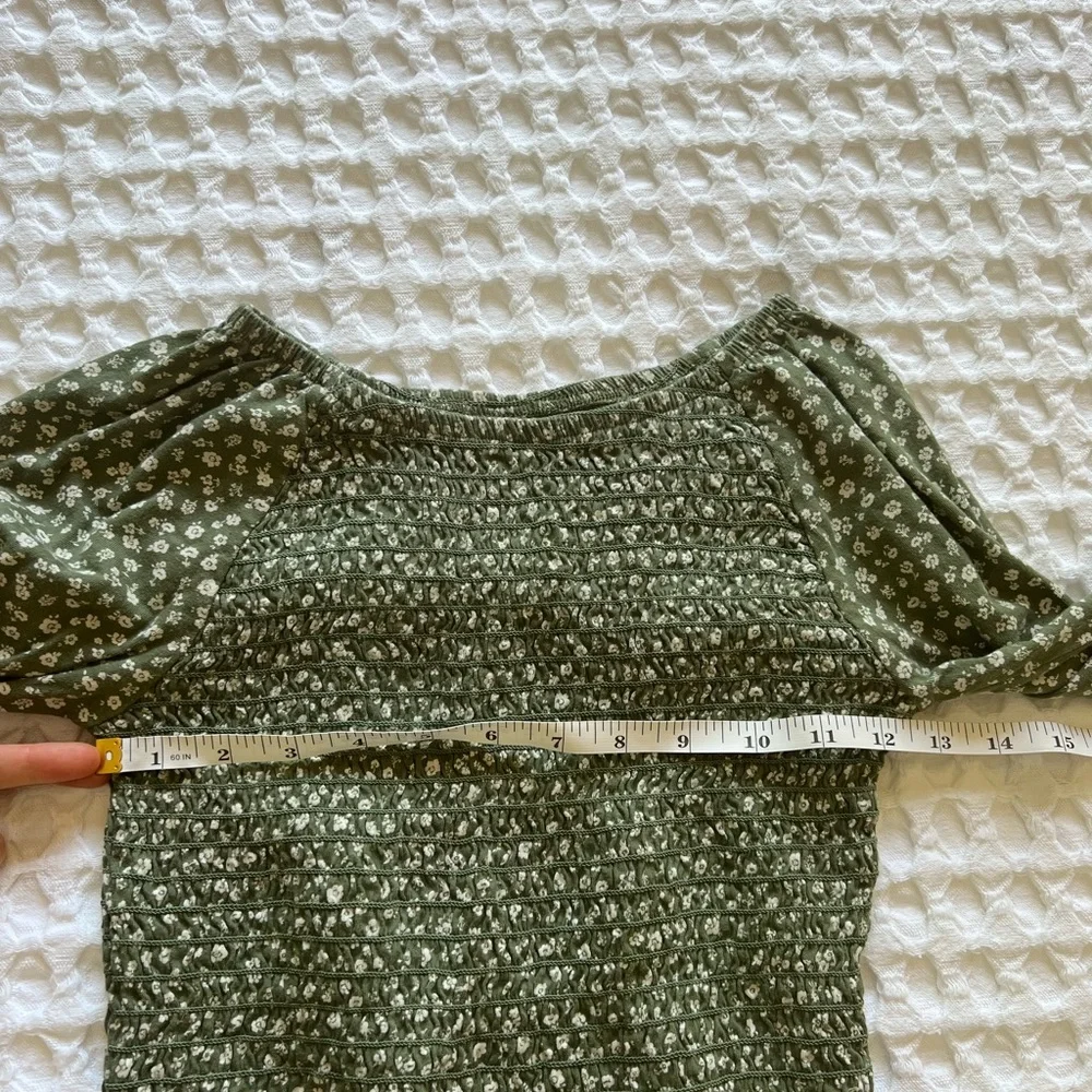 Old Navy Green Floral Smocked Top